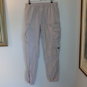 Standard Cloth Pants Mens M Tan Tapered Leg Elastic Waist Drawstring